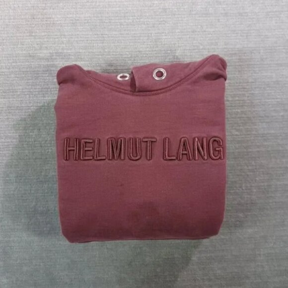 Helmut Lang Hoodie Womens Large Burgundy Heavyweight Embroidered Logo Casual - Picture 4 of 10